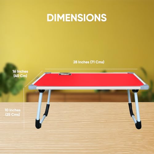 Image of YAJNAS Multipurpose Whiteboard & Laptop Table | Portable Study & Lap Desk for Bed with Laptop Support | Foldable Lap Bed Table, Ideal for Home & Office Presentation - (15 x 26, Red)