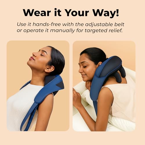 Image of Durafit91 Electric Neck Massager Machine with Heat for Pain Relief | Deep Kneading, Soothing, Vibration & Air Compression | Full Cervical Neck Shoulder & Back Pain| Improves Blood Circulation Blue