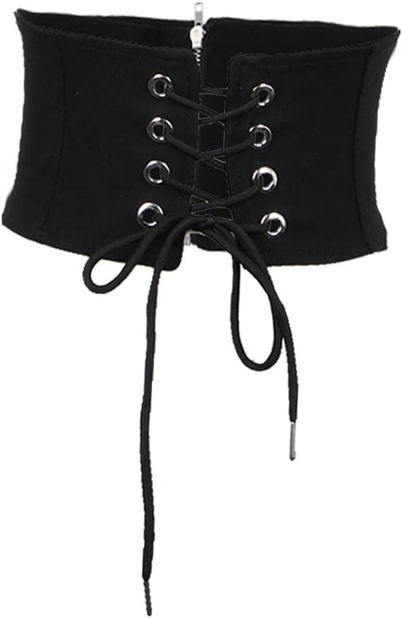 LYLA レディース 伸縮性ワイドウエストベルト ストレッチ ワスピー コルセット ウエストバンド ブラック