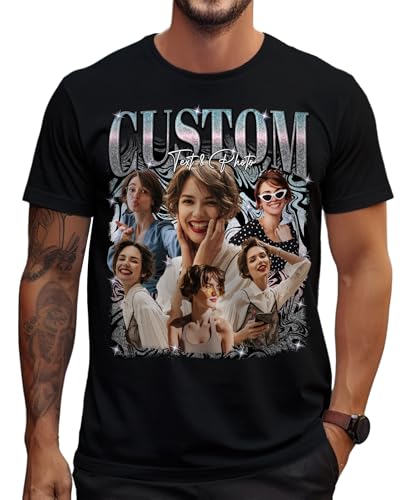Custom Your Own Bootleg Rap Shirts Custom Picture Shirt Customized Vintage Graphic Tshirt Photo Gifts for Men Women