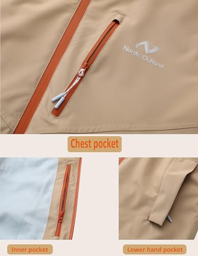 Image of NORDIC OUTLAND Rain Jacket Men,Waterproof Breathable Long Raincoat with Hood Mesh Lining,Windbreaker for outdoor activities