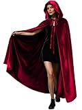 ROC PARTY Adult Hooded Velvet Cape for Women Halloween Cosplay Costume (Red, Large)