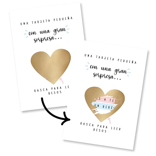 Central 23 Tarjeta De Anuncio De Embarazo - VAMOS A TENER UN BEBÉ - Tarjeta Para Rascar De Revelación De Bebé Para Abuela Abuelo Tío Tía - Para Hombre Mujer - Viene Con Pegatinas - De