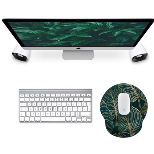 Image of eulps Mouse Pad with Wrist Rest, Comfortable Computer Mousepad with Gel Wrist Support Smooth Surface and Non-Slip PU Base for Pain Relief, Laptop, Office & Home (Tropical Plants)