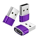 Basesailor USB auf USB C Adapter 3 Stück,A Stecker zu Typ C Buchse Ladegerät Ladekabel Konverter für iPhone 17 16 15 14 Mini Pro Max,Airpods,iPad 10,Samsung Galaxy Note 20 S20 Plus Ultra A13 A33 A53