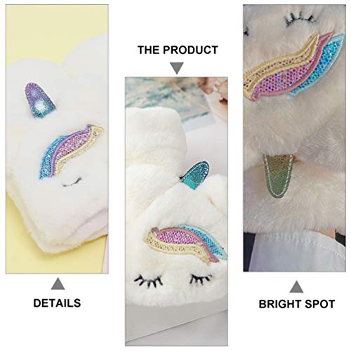 KESYOO Luvas de Meio Dedo para Meninas Luvas Quentes de Inverno Fofas Luvas Flip Top UnicÃ³rnio de N