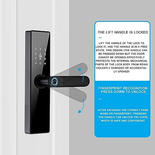 Fechadura de Porta Inteligente, Senha de Impressão Digital WiFi Fechadura de Porta Digital Punho Aju