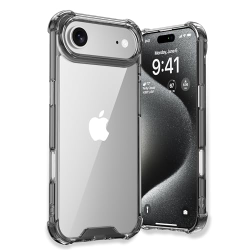 Image of ExpressBfor iPhone Air Case Cover | Anti-Scratch | Soft Shockproof Cushion Corners Camera Protection Back Cover | Hard Transparent Back Cover Case for iPhone Air - Clear with Black Sides