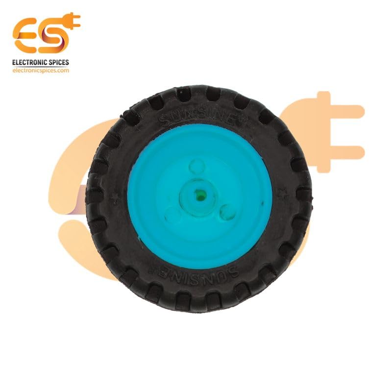 Electronic Spices 40mm x 12mm Blue Robotics Toy Smart Car Wheel | Durable Plastic Tyre with Grip Pack of 10 Pcs 4