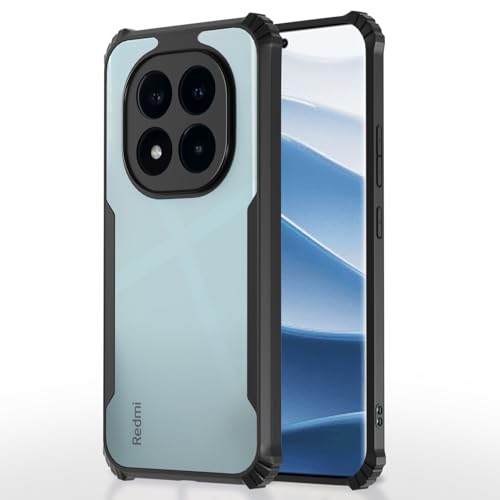 Image of Pikkme Crystal Clear Transparent Back Cover | Ultra Hyrbid | Full Camera Protection | Raised Edge | Bumper Case for Redmi Note 14 Pro 5G / Redmi Note 14 Pro Plus 5G (Black)