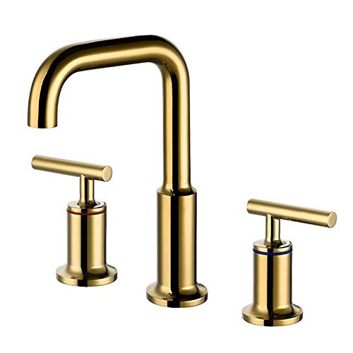 Robinet de lavabo répandu 3 trous or rose à double manette pour mitigeur de salle de bain