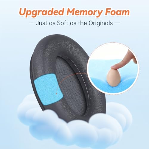 Image of Aurivor Replacement Ear Pads for Bose QuietComfort 45 35 ii (QC45 QC35) Headphones, Earpads Cushions for QC SE SC & New Quiet Comfort (Deep Bass), with Softer Foam & Protein Leather (Eclipse Grey)