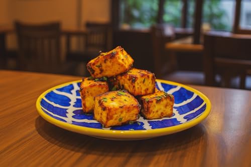 Image of HS HINDUSTANI SAUDAGAR Blue Umrao Quarter Ceramic Plates Sets of 4 dinnerware Sets Plates for Dinner Pasta Lunch thali & Dinner Set Handcrafted Ideal Kitchen Design for Daily Use and Gifting