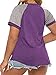 Women Plus Size Tops for Summer 4X Color Block Tunic Tee Shirts Purple 26W