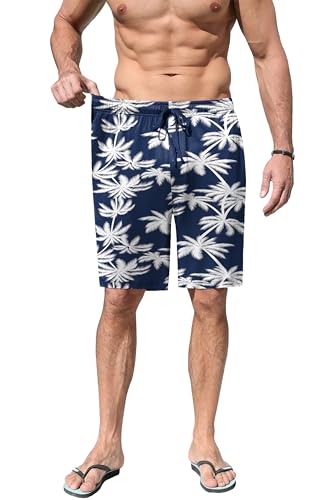 Image of Ekouaer Men's Pajama Shorts Soft Sleepwear Bottoms Elastic Waistband Loungewear Breathable Men Shorts with Pockets