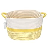 Top 10 Best Yellow Basket Reviews & Comparison | Updated 11 Hinwo Oval Cotton Rope Storage Basket Collapsible Nursery Storage Box Container Organizer with Handles, 13 x 10 inches, Off White and Yellow