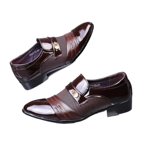 Men's Business Leather Shoes Men's Casual Large Size Shoes Men's Large Size Pointed Shoes Oxfords(Black,10)4