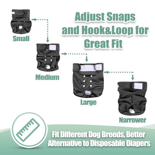 Image of wegreeco Washable Female Dog Diapers Highly Absorbent Reusable Diapers for Dog in Heat Dog Period Diapers, 3 Pack (Black,X-Large