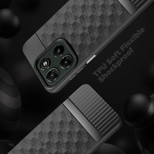 Image of Back Cover for Motorola Moto G57 Power 5G Camera Protection 3D Hexa Cube Design Silicone Protective Bumper Back Case for Motorola Moto G57 Power 5G - Black