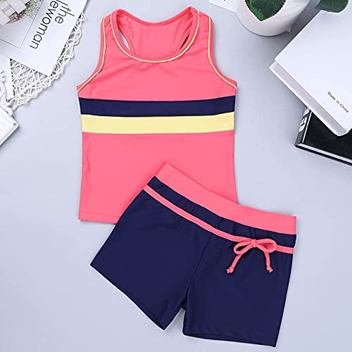 Kids Girls Two-Piece Swimsuits Sleeveless Swim Tops with Boyshorts Athletic Tankini Outfit Set Swimwear2