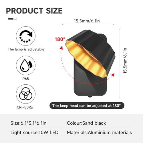 Luz de pared interior exterior giratoria 180° KAWELL con protección impermeable IP65 4