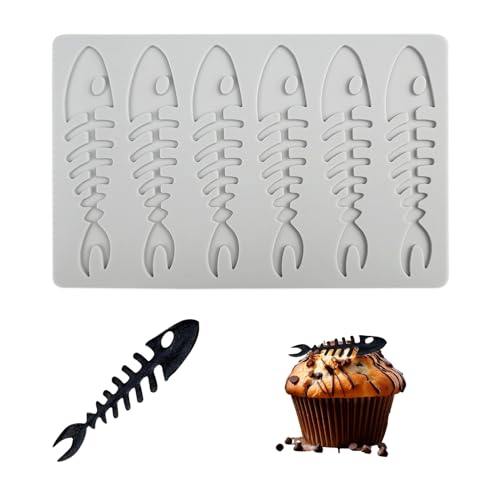 Moldes de Fondant de Encaje de Silicona,Molde de Encaje de Pastel,Moldes de Encaje Para Hornear,para Decoración de Platos,Fondant,Resina,Almíbar,Decoración de Pasteles,6 Agujeros Huesos de Pescado.