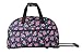 Betsey Johnson Designer Carry On Luggage Collection - Lightweight Pattern 22 Inch Duffel Bag- Weekender Overnight Business Travel Suitcase with 2- Rolling Wheels (Eiffel Towers)