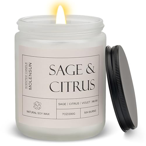 Molensun Scented Candles For Home, Sage &Citrus Scented Candle, Aromatherapy Jar Candle thumb #7
