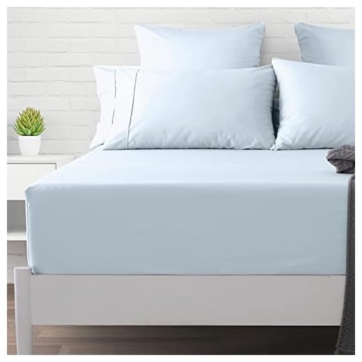 Texas Linen Co Premium 1000-Thread-Count Egyptian Feel 100% Cotton King Light Blue Fitted Sheet, Easy Snug Fit, Upto 18" Deep Pocket, Soft Smooth Sateen Weave, Extra Long Staple Cotton