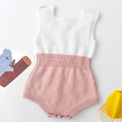 Simplee Kids Baby Girl Romper Pompams White And Pink Newborn Sweater Sleeveless Cute Knit Baby Jumpsuit Outfit For Fall 6-12 Months Baby Girl #TOP3