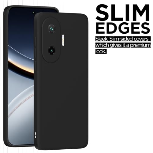 Image of Outlouders Back Cover for Poco F7 5G | Camera Protection | Durable Soft Matte Silicone Bumper Case (Black)