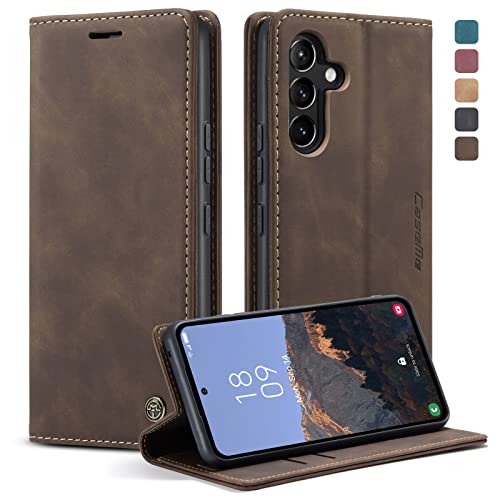 Cracedily for Samsung Galaxy A54 5G Case, Flip Wallet Leather Case with Card Holder Magnetic Closure Shockproof Kickstand Protective Phone Cases Cover for Galaxy A54 6.4 Inch,Coffee - image 1