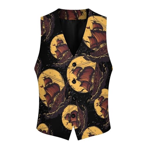 Sailboat Sail Sailing Ship Men's Suit Vests Dress Vest V-Neck Waistcoat Slim Business Formal with Pocket4
