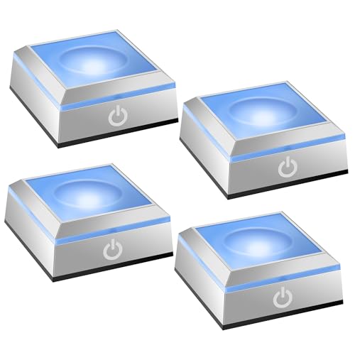 Image of 4-Pack LED Display Base with Spherical Recess & Touch Switch, Crystal Ball Light Stand for 3D Laser Crystal Glass Art, Home Decor, and Figurine Display Lighting Platform