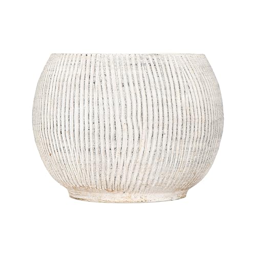 Creative Co-Op Distressed Cream Terracotta Planter with Fluted Texture