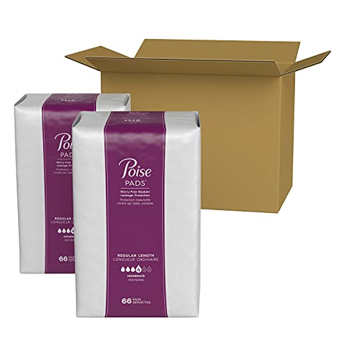 Poise Incontinence Pads For Women, Moderate Absorbency, Regular Length, 132 Count (2 Packs Of 66) (Packaging May Vary) #TOP1