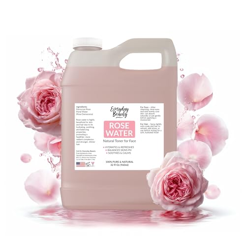 Rose Water Facial Toner - 32oz Bulk Alcohol-Free Vegan All Natural Refreshing for Face and Hair - Uplifts, Calming & Soothing for All Skin Types