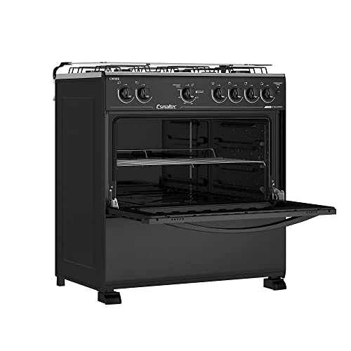 Fogão 6 Bocas Caribe com Acendimento Automático Bivolt, Preto, Esmaltec