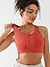 BRXL High Support Front Closure Phone Pocket Sports Bra for Women Padded Racerback Buttery Soft Workout Running Zip Bra Red