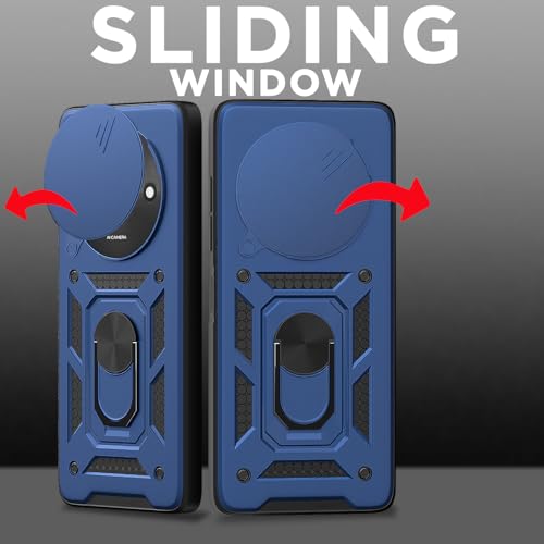 Image of Pikkme D10 Tough Armor Bumper Case | 360 Protection Case | Sliding Camera Shield Cover & Ring Holder Stand Back Cover for Redmi A3 (2024) / Redmi A3x / Poco C61(Blue)