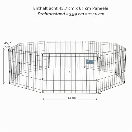 MidWest Homes for Pets Hunde-Gehege aus Metall, zusammenklappbar, mit Tür, inklusive Erdspießen, bietet 1,5 m² Spielfläche, 61 cm hoch, schwarz elektrostatisch beschichtet.