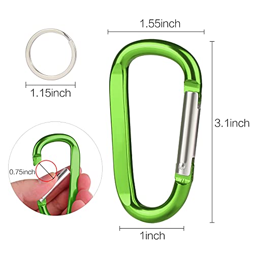 Image of CampTek Carabiner Caribeaner Clip,3 inch Large Aluminum D Ring Shape Carabeaner with Keyring Keychain Hook