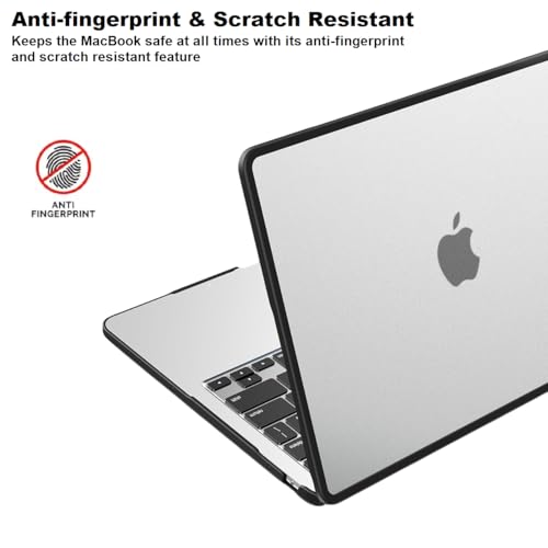 Image of Midkart Case Compatible with MacBook Air 13.6 inch M5 M4 M3 M2 Release 2026-2022 A3449 A3240 A3113 A2681 Hard Shell Cover Keyguard Dust Plugs for MacBook Air 13 inch Case, Semi-Transparent & Black