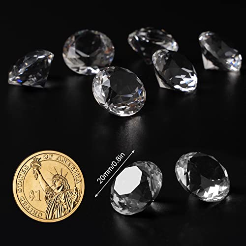 Outuxed 300Pcs 0.8"(20Mm) Clear Diamonds Crystals Acrylic Gems Wedding Table Scattering Gemstones Christmas Party Decorations Bridal Shower Vase Fillers, 1.5 Lb, With 1 Large Velvet Pouch #TOP1