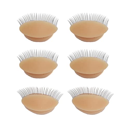 Sonew 3 Paar Ersatz Augenlider für Mannequin Kopf, Wimpernverlängerungs Übungs Abnehmbare Augenlider mit Wimpern für Wimpern Trainings Übungs Make up (Hautfarbe)