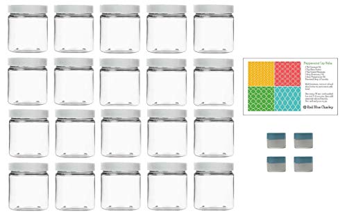 Clear 8 oz Plastic Jars with White Lids (20 pk) with Mini Jar - PET Round Refillable Containers