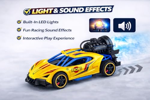 Image of PRIME DEALS Exclusive Alloy Metal Die-Cast Street Racing Car 1:36 Model Car with Mist Smoke Spray Pull Back Die-cast Car Diecast Toy car with Light Music for Kids (Multi Color)