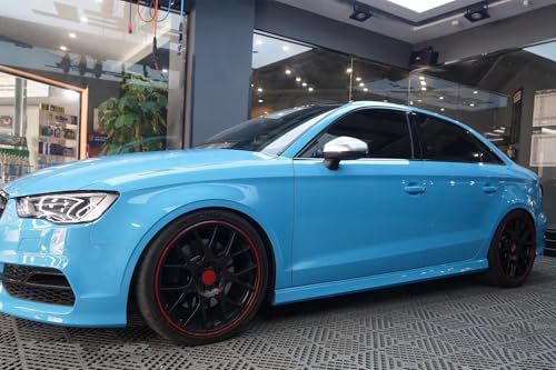Image of LZLRUN High Gloss Vinyl Realistic Paint Wrap Roll Car Sticker Film Decal Bubble Free Come with Installation Tool Set (Light Blue, 4Inch x 30ft)