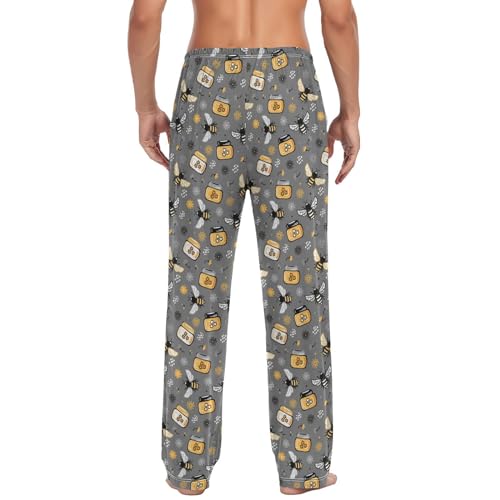 Honey Jar Bees Flowers Mens Pajama Pants Lounge Bottoms Soft Sleep Pants L4