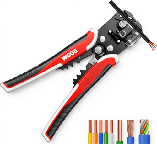WGGE WG-014 3-in-1 Self-Adjusting Wire Stripper, Wire Cutter and Crimper,10-24 AWG,Adjustable Stripping Length with Comfortable Non-Slip Grip for Fast, Precise Wire Preparation in Electrical